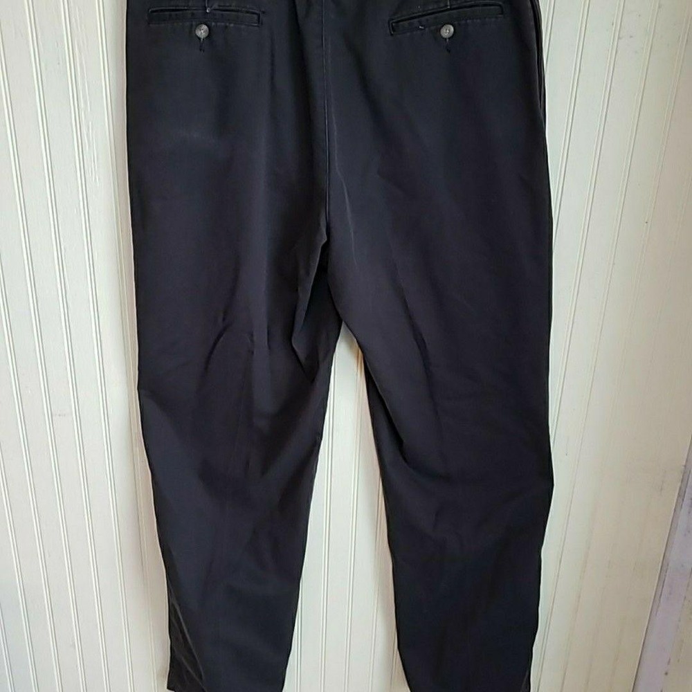 Savane Pants Mens 36x32 Black Pleated Chino Classic Fit Cotton Casual Slacks - Picture 2 of 9